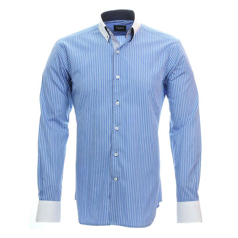 Shirt - Blue Stripes with white collar
