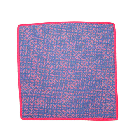 Pocket Squares - Mid-light blue with red border and prints