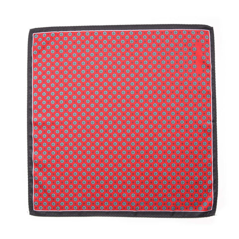 Pocket Squares - Maroon with black border and prints