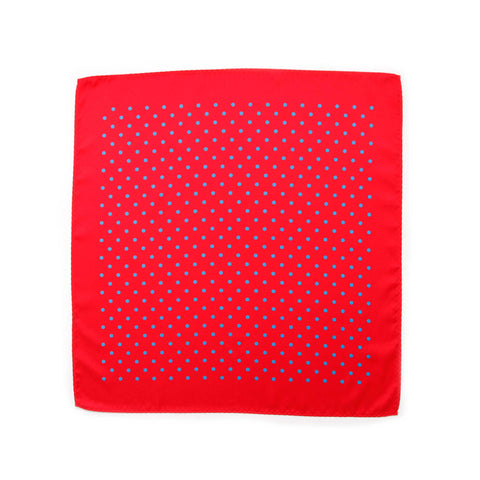 Pocket Squares - Blue dot bright red