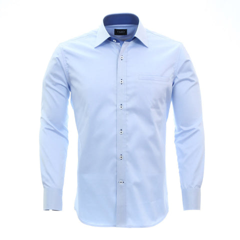 Shirt - Plain blue with blue contrast