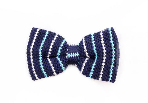 Bow Tie - Knitted Blue Stripes