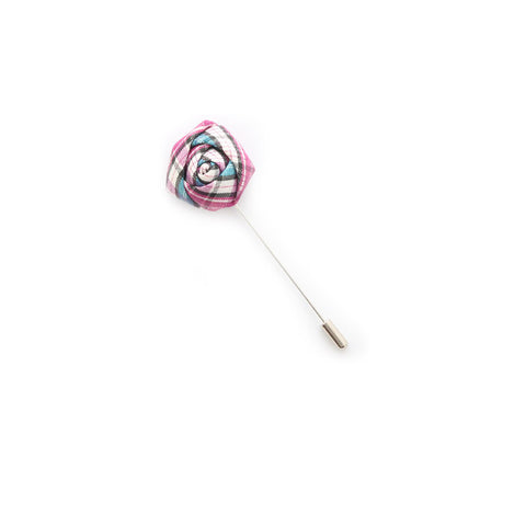 Lapel Pin - Purple and Cyan Stripes Rose