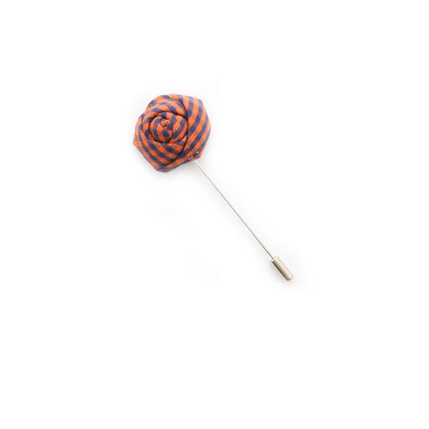 Lapel Pin - Light Blue and Orange Stripes Rose