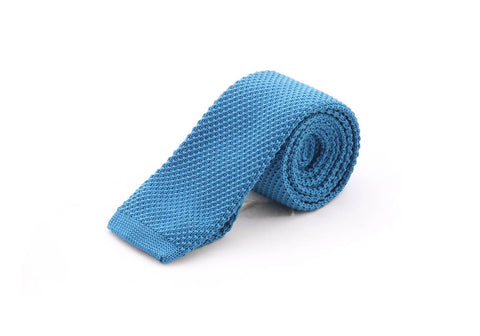 Neck Tie - Knitted plain bright blue